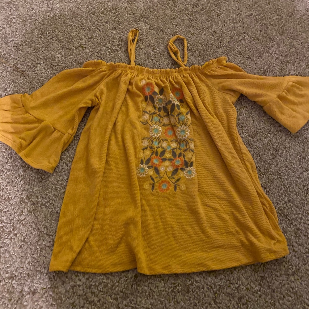 Yellow off the shoulder blouse